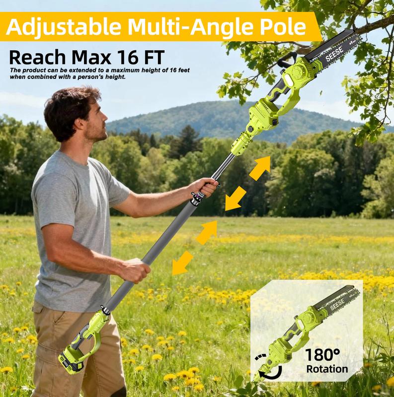 2 in 1 Mini Chainsaw with 6-15ft Pole